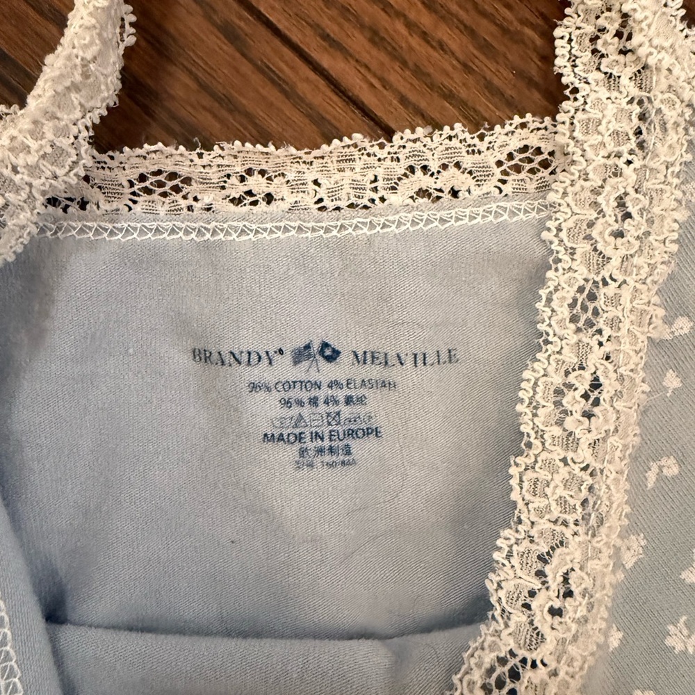 Brandy Melville Light Blue Chemise with White Lace
